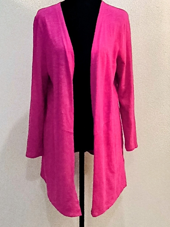 Chico's Sweaters - Chico's Bright Hot Pink Open-Front Lightweight Knit Cardigan Size M
